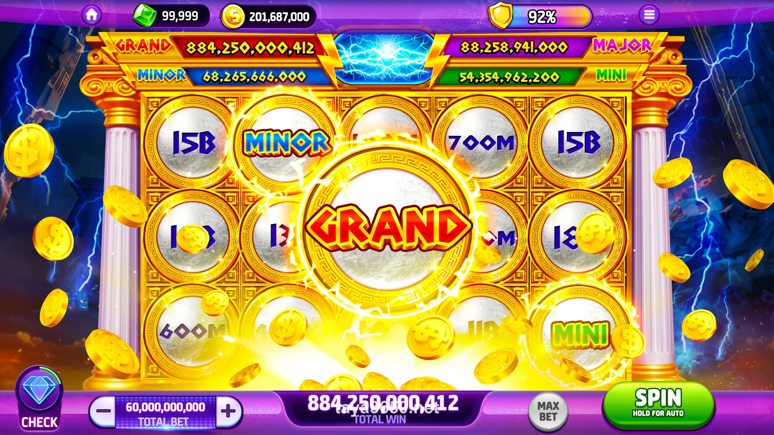 Taya365 Mobile Casino Game Screen with retro-styled slot machine interface